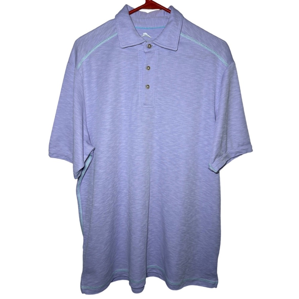 Tommy Bahama Polo Shirt Mens Medium Purple Tencel Blend